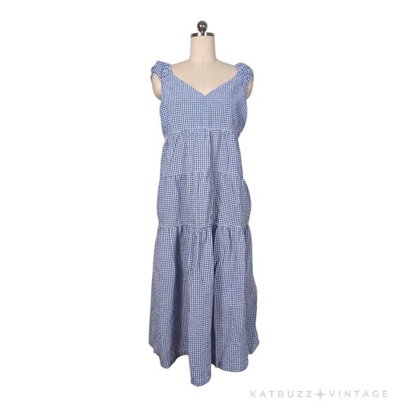 Old Navy Dresses & Skirts - Old Navy Gingham Maxi Dress Xl Blue White Tiered Cottagecore Picnic Oz Dorothy